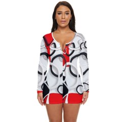 Modern Art Long Sleeve Boyleg Swimsuit by Sparkle