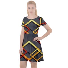 Modern Geometry Cap Sleeve Velour Dress  by Sparkle