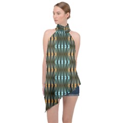 Digital Springs Halter Asymmetric Satin Top by Sparkle
