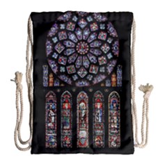 Chartres-cathedral-notre-dame-de-paris-amiens-cath-stained-glass Drawstring Bag (large) by Sudhe