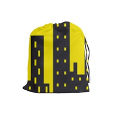 Skyline-city-building-sunset Drawstring Pouch (large) by Sudhe
