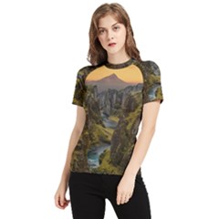 Landscape-cannon-river-mountain Women s Short Sleeve Rash Guard by Sudhe