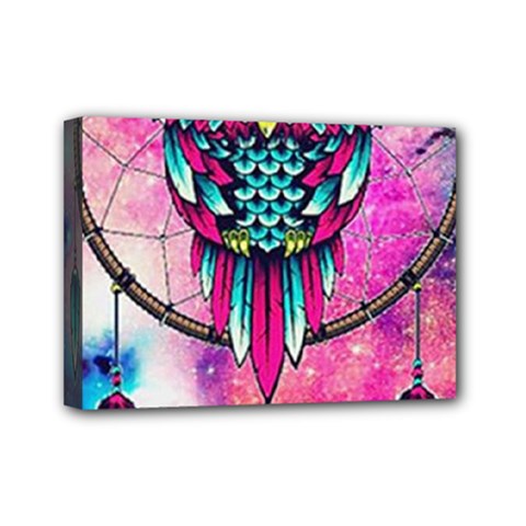 Owl Dreamcatcher Mini Canvas 7  X 5  (stretched) by Sudhe
