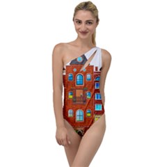 Town-buildings-old-brick-building To One Side Swimsuit by Sudhe
