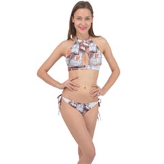 Rag-flats-onion-flats-llc-architecture-drawing Graffiti-architecture Cross Front Halter Bikini Set by Sudhe