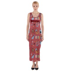 50s Red Fitted Maxi Dress by NerdySparkleGoth