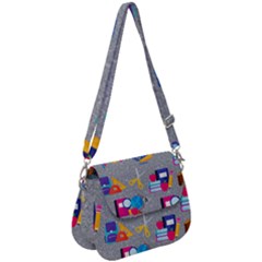 80s And 90s School Pattern Saddle Handbag by NerdySparkleGoth