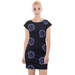 Purple Skulls On Dark Background Cap Sleeve Bodycon Dress by SychEva
