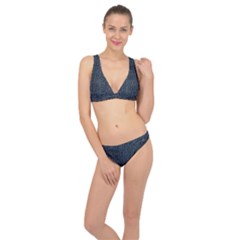 Blue Stripes On Dark Background Classic Banded Bikini Set  by SychEva