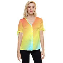 Rainbow Gradient  Bow Sleeve Button Up Top by Dazzleway