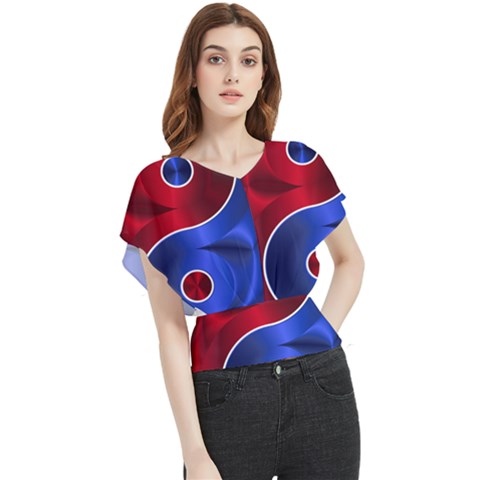 Yin-yang-eastern-asian-philosophy Butterfly Chiffon Blouse by Sudhe