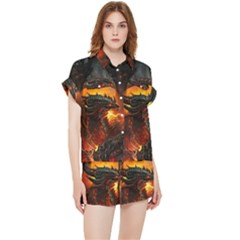 Dragon Fire Fantasy Art Chiffon Lounge Set by Sudhe