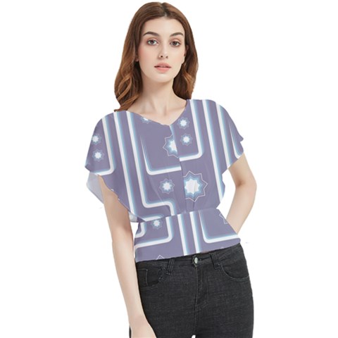 Pattern-non-seamless-background Butterfly Chiffon Blouse by Sudhe