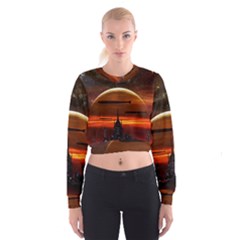 Science-fiction-digital-illustration Cropped Sweatshirt by Sudhe