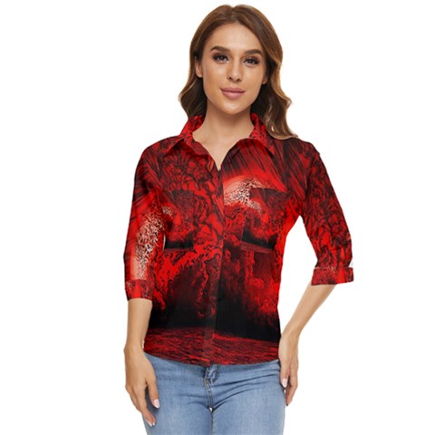Planet-hell-hell-mystical-fantasy Women s Quarter Sleeve Pocket Shirt by Sudhe