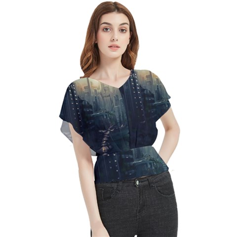 Apocalypse-post-apocalyptic Butterfly Chiffon Blouse by Sudhe