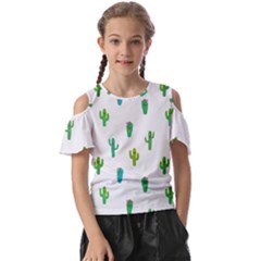 Funny Cacti With Muzzles Kids  Butterfly Cutout Tee by SychEva
