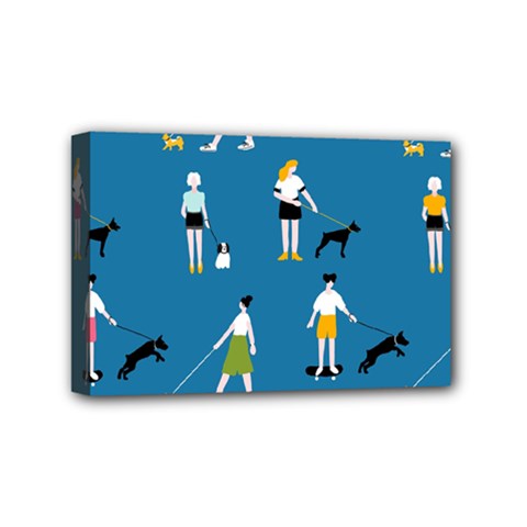 Girls Walk With Their Dogs Mini Canvas 6  X 4  (stretched) by SychEva