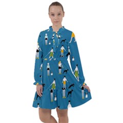 Girls Walk With Their Dogs All Frills Chiffon Dress by SychEva
