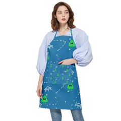 Funny Aliens With Spaceships Pocket Apron by SychEva