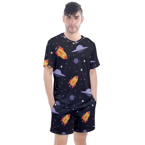 Cosmos Rockets Spaceships Ufos Men s Mesh Tee And Shorts Set by Amaryn4rt