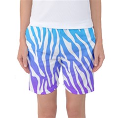 White Tiger Purple & Blue Animal Fur Print Stripes Women s Basketball Shorts by Casemiro