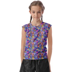 Multicolored Circles And Spots Kids  Raglan Cap Sleeve Tee by SychEva