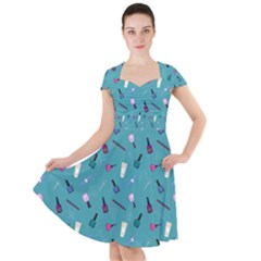 Manicure Supplies  Nail Polish Cap Sleeve Midi Dress by SychEva