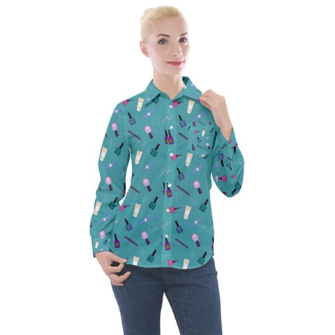 Manicure Supplies  Nail Polish Women s Long Sleeve Pocket Shirt by SychEva