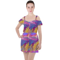 Flow Ruffle Cut Out Chiffon Playsuit by kiernankallan