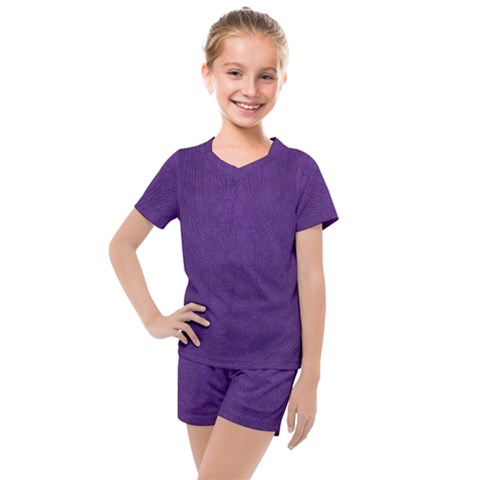 Leather Smooth 18-purple Kids  Mesh Tee And Shorts Set by skindeep