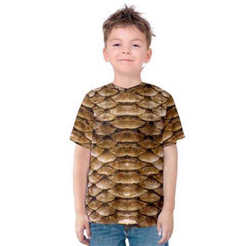 Reptile Skin Pattern 11 Kids  Cotton Tee by skindeep