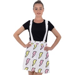 Pattern Cute Flash Design Velvet Suspender Skater Skirt by brightlightarts