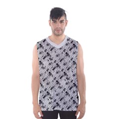 8 Bit Newspaper Pattern, Gazette Collage Black And White Men s Basketball Tank Top by Casemiro