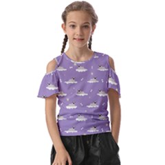 Cheerful Pugs Lie In The Clouds Kids  Butterfly Cutout Tee by SychEva
