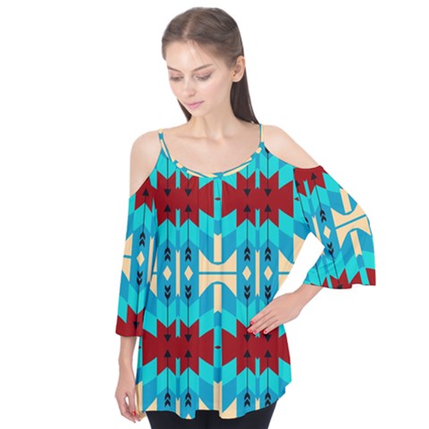 Shapes Rows Flutter Sleeve Tee  by LalyLauraFLM