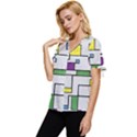 Colorful Rectangles Bow Sleeve Button Up Top View2