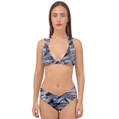 Monochrome Smudge Double Strap Halter Bikini Set by kaleidomarblingart
