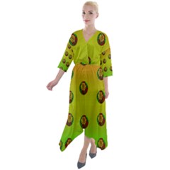 Sun Flowers For Iconic Pleasure In Pumpkin Time Quarter Sleeve Wrap Front Maxi Dress by pepitasart