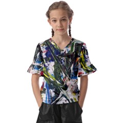 Snow In A City-1-1 Kids  V-neck Horn Sleeve Blouse by bestdesignintheworld