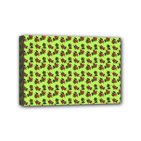 Cute Deer Pattern Green Mini Canvas 6  X 4  (stretched) by snowwhitegirl