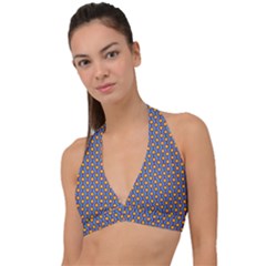 Yellow Circles On A Purple Background Halter Plunge Bikini Top by SychEva