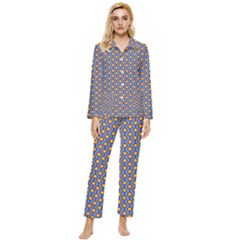 Yellow Circles On A Purple Background Womens  Long Sleeve Pocket Pajamas Set by SychEva