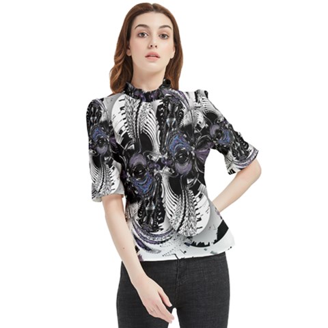 Twin Migraines Frill Neck Blouse by MRNStudios
