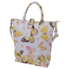 Trendy Elegant, Cute Floral And Butterfly Pattern Buckle Top Tote Bag by p099