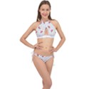 Red vector roses and black polka dots pattern Cross Front Halter Bikini Set View1