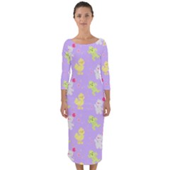 My Adventure Pastel Quarter Sleeve Midi Bodycon Dress by thePastelAbomination