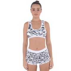 Black And White Abstract Pattern, Ovals Racerback Boyleg Bikini Set