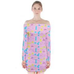 Arcade Dreams Pink Long Sleeve Off Shoulder Dress by thePastelAbomination