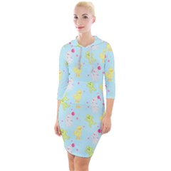 My Adventure Blue Quarter Sleeve Hood Bodycon Dress by thePastelAbomination